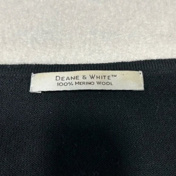 DEANE & WHITE 100% Merino Wool V-Neck Sweater Black - Picture 3 of 7